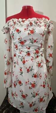 Fashion Union Floral Ruffle Off-The-Shoulder Long Sleeve Mini Dress